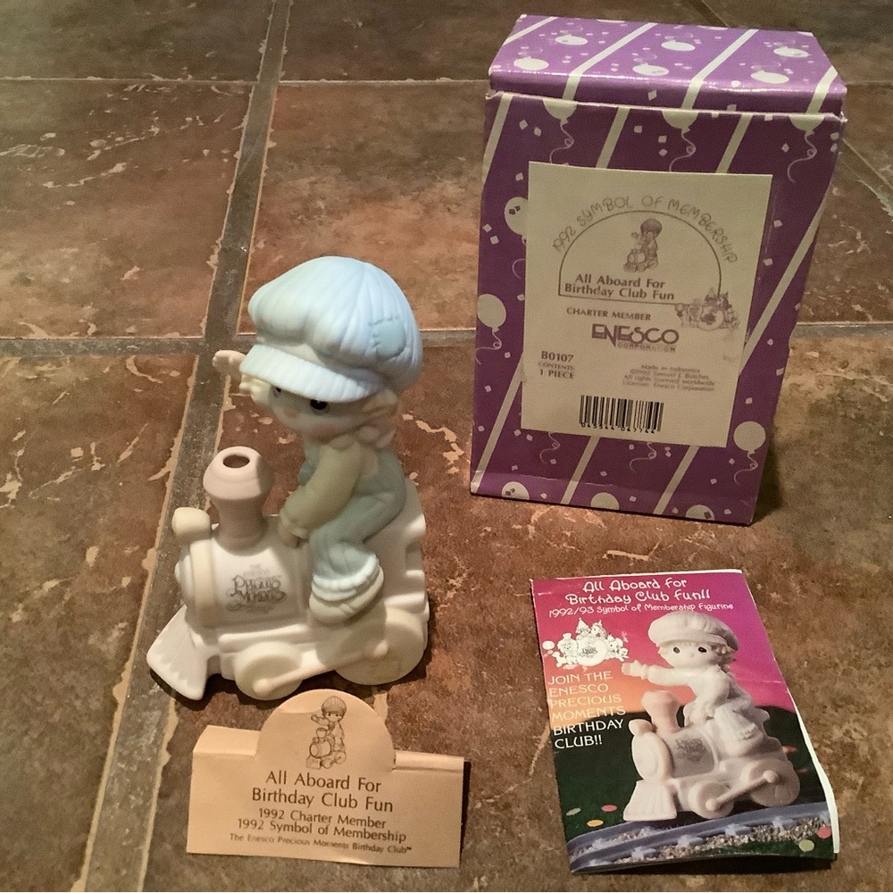 Vintage 1992 Precious Moments All Aboard For Birthday Club Fun